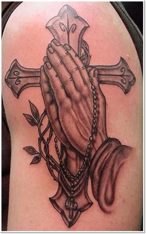 cross and praying hands tattoo design|praying hands tattoo female.